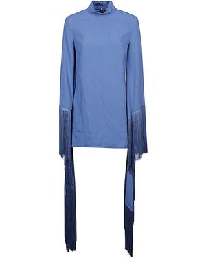 TALLER MARMO MAIN Mini Del Mar Fringed Mini Dress - Blue
