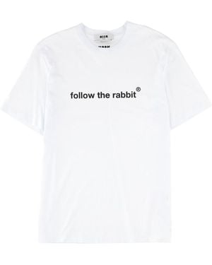 MSGM Graphic Crew Neck T-Shirt - White