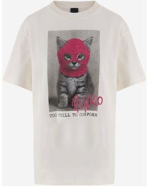 Pinko Printed Cotton T Shirt - White