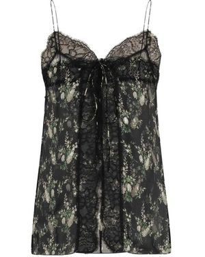 Dolce & Gabbana Geblümtes Oberteil Mit Spitzenbesatz - Schwarz
