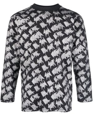 ERL Tshirt A Longsleeve Stampata - Nero