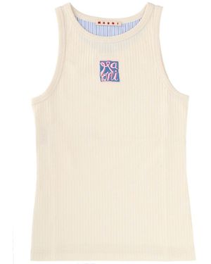 Marni Tank Top With Logo - Natural