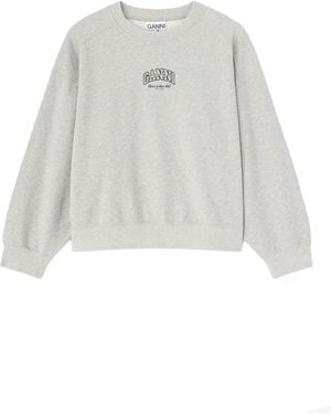 Ganni Felpa Con Logo - White