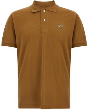 Lacoste Logo Patch Polo Shirt - Brown