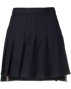 Thom Browne Rwb Pleated Wool Skirt - Blue