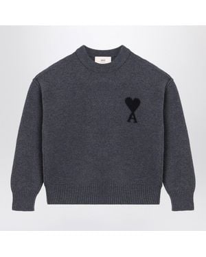 Ami Paris Dark Ami De Coeur Sweater - Blue
