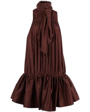 ROTATE BIRGER CHRISTENSEN Gathered Mini Dress Potting Soil (Loose Fit) - Brown