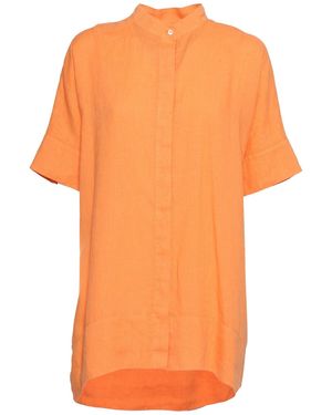 Aspesi Relaxed-Fit Mandarin Collar Linen Shirt - Orange