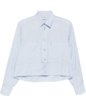 Vetements Cropped Shirt Met Gerafelde Afwerking - Blauw