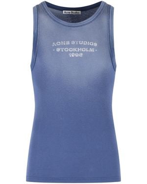 Acne Studios Marineblaues Tanktop aus Baumwollmischung
