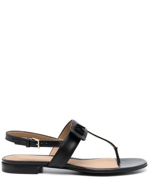 Eclat Jewels Leder Tanga Sandalen - Schwarz