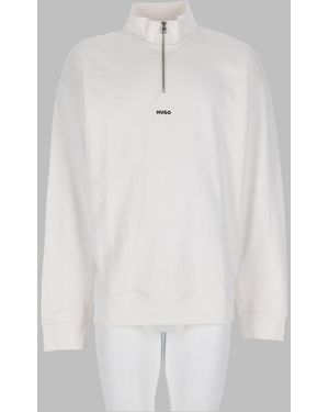 HUGO Sweatshirt Durty Logo Cotton Sweatshirts - White
