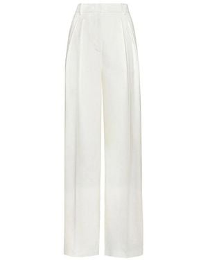 SIMONA CORSELLINI Cotton-Blend Wide-Leg Pants - White