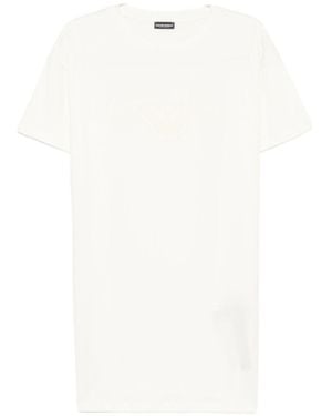 Emporio Armani Logo-Embroidered T-Shirt Beach Dress - White