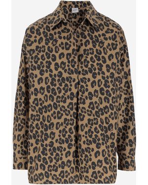 Aspesi Cotton Shirt With Leo Pattern - Braun
