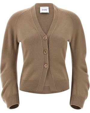 Nude Curved Sleeves Cardigan - Brown