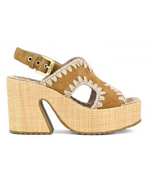 Mou Raffia-platform Met Rugstra - Metallic