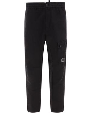 C.P. Company C.p. Bedrijfslinnen Blend Vrachtbroek - Zwart