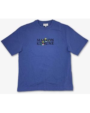 Maison Kitsuné Flowers Oversize Tee- Shirt - Blue