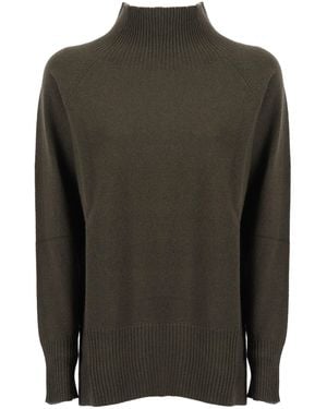 Kangra Cashmere Collo Cratere Manica Raglan Con Spacchi - Grün