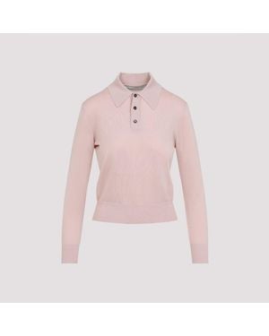 Bottega Veneta Long Sleeve Polo Top - Pink