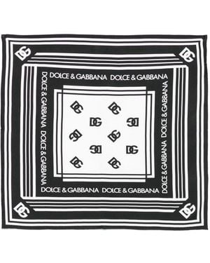 Dolce & Gabbana Printed Silk Foulard - Black