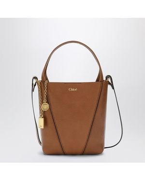 Chloé Small Spin Leather Tote Bag - Brown