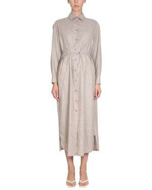 Aspesi Wool Blend Shirt Dress - Natural