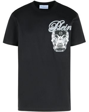 Philipp Plein Schwarzer Baumwoll -T -Shirt