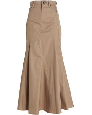 Burberry Cotton Gabardine Long Skirt - Natural