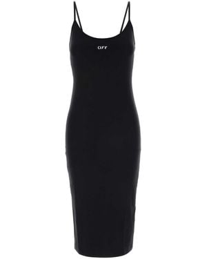 Off-White c/o Virgil Abloh Logo Scoop Neck Midi Dress - Black