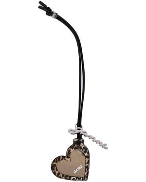 Ganni Bou Heart Leopard Print Charm - Metallic