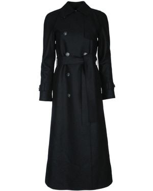 Harris Wharf London Long Raglan Trench Light Pressed Wool - Black