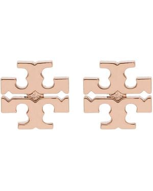 Tory Burch Rose Gold Double T Hengohrringe - Natur
