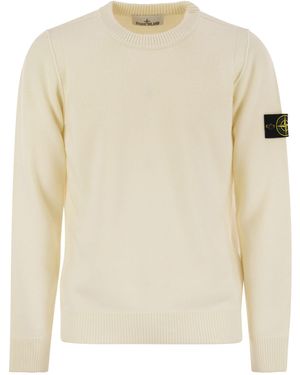 Stone Island Crew Neck Jumper mit Rückwärtsnähten Details - Natur