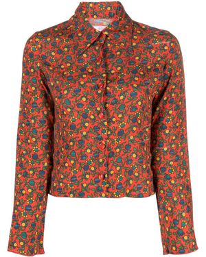 ERL Top A Maniche Lunghe Folksy Flower - Marrone