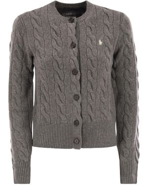 Polo Ralph Lauren Kabelgebreid Vest Van Wol En Kasjmier - Grijs