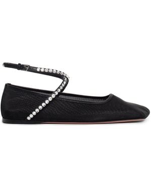 AMINA MUADDI Amina Mu I Mesh Crystal Ballerina Flats - Zwart