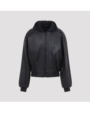 Balenciaga Salon De Couture Print Leather Jacket - Black