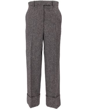 Thom Browne Hoch taillierte Hose mit weitem Bein aus festem Donegal-Tweed - Grau