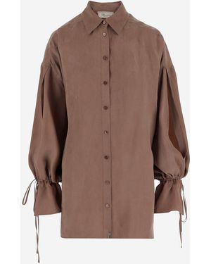 Blumarine Oversize Gabardine Shirt - Braun