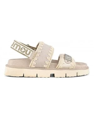 Mou Bio Sandale aus Wildleder und Canvas - Natur