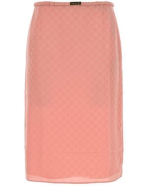 Gucci Gg Jacquard Silk Skirt - Pink