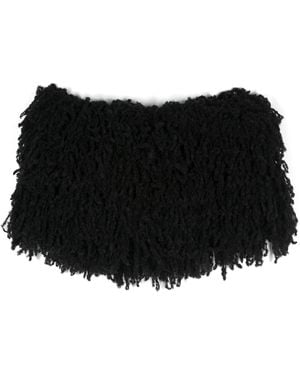 The Attico Soft Scarf With Fringes - Black