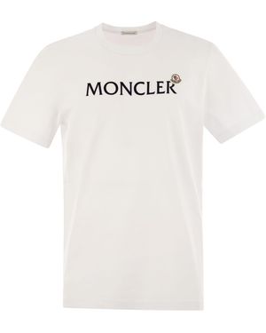 Moncler T -Shirt mit gefährter Wattestäbelogo - Weiß