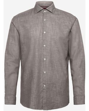 BOSS Cotton And Linen Shirt - Grey