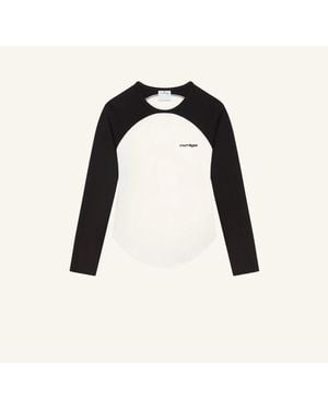 Courreges T-Shirt Circle Contrast Ls - Schwarz