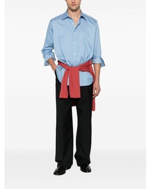 AURALEE Cotton And Silk Striped Shirt - Blue