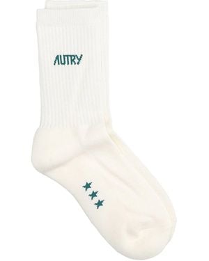 Autry Gerippte Socken Mit Logo - Weiß
