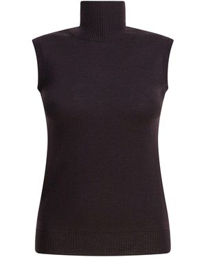 Max Mara Mock Neck Sin Mangas - Negro